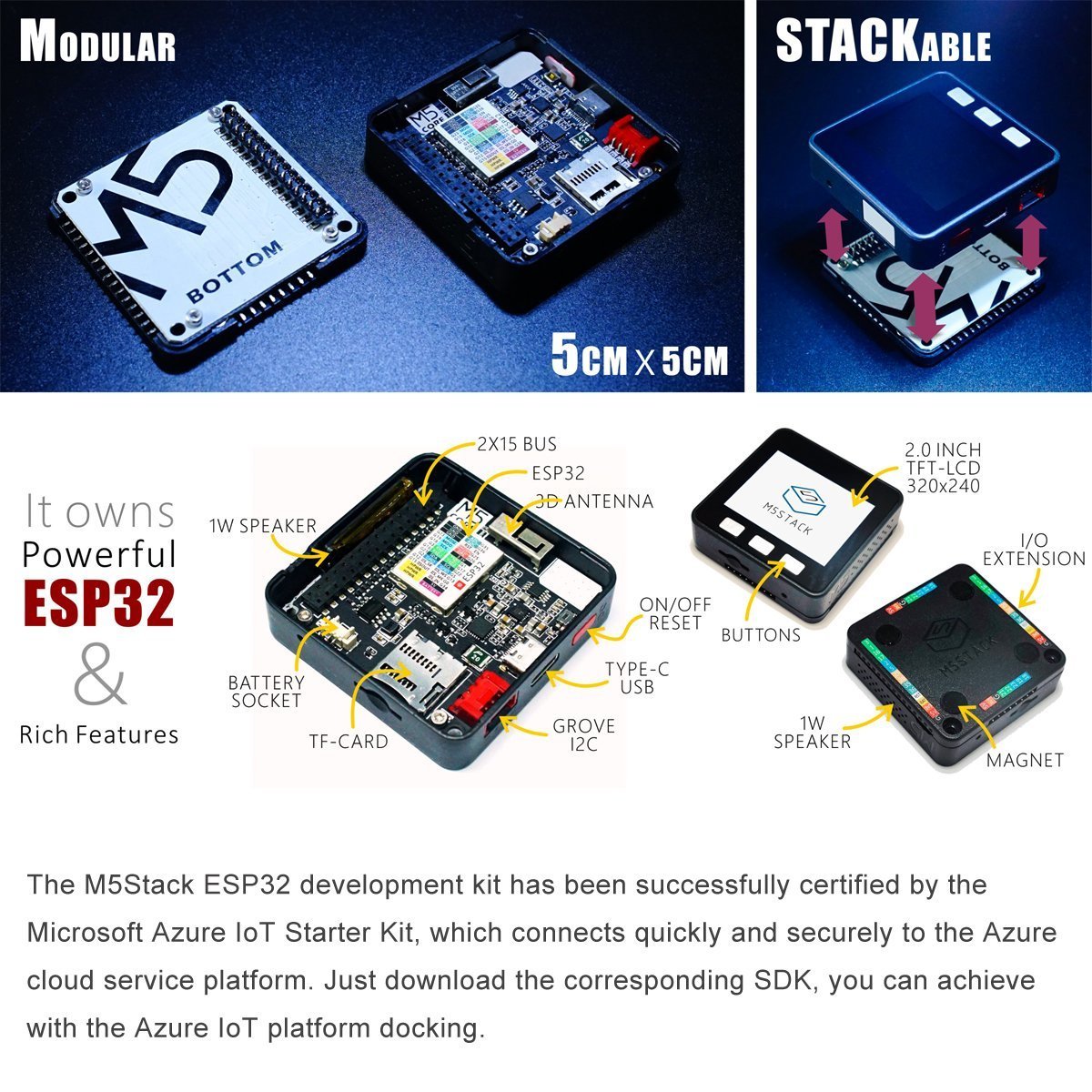 Makerfocus M5Stack ESP32 Series Basic Core IoT Development Kit WiFi fo ...
