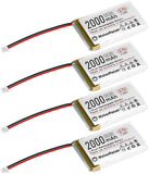 Makerfocus 3.7V 2000mAh Lithium Rechargeable Battery 1S 3C Lipo Battery with Protection Board JST 1.25 Plug (Pack of 4)