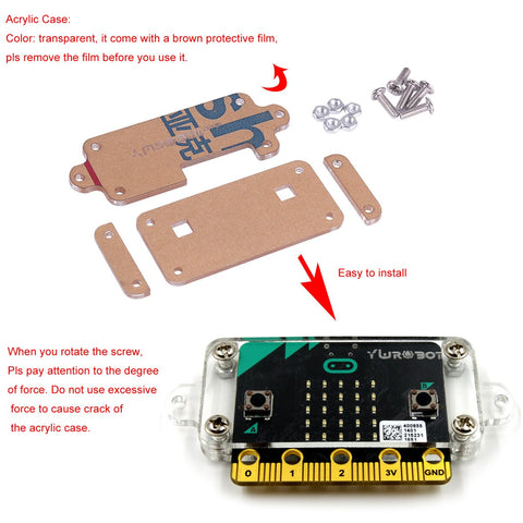 MakerFocus Micro:bit Protective Acrylic Transparent Case and AAA Cell Battery Box