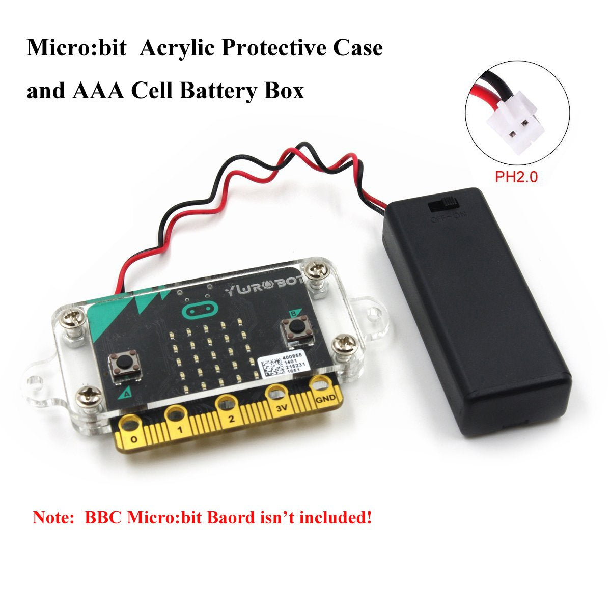 MakerFocus Micro:bit Protective Acrylic Transparent Case and AAA Cell