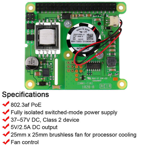 Officiële Raspberry Pi PoE HAT Officiële Raspberry Pi PoE HAT