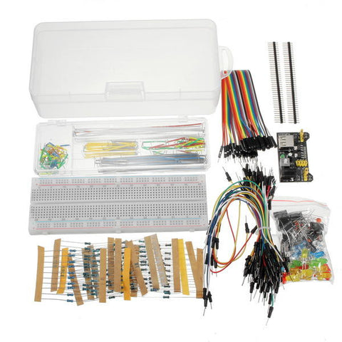 Power Supply Module 830 Hole Breadboard Resistor Capacitor LED Kit For Arduino Beginner