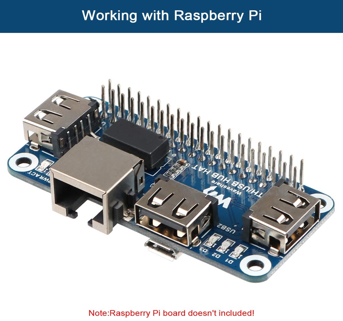 Raspberry Pi 4 Expansion Board Ethernet/USB HUB HAT 5V, with 1 RJ45 10 ...