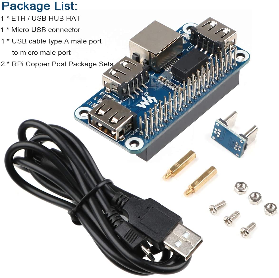 Raspberry Pi 4 Expansion Board Ethernet/USB HUB HAT 5V, with 1 RJ45 10 ...