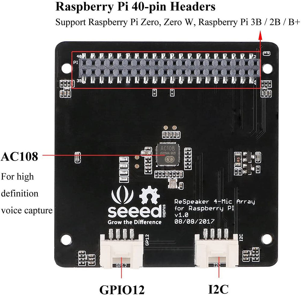 Microphone Speech Voice Recognition Module for Raspberry Pi Array 4-Mi ...