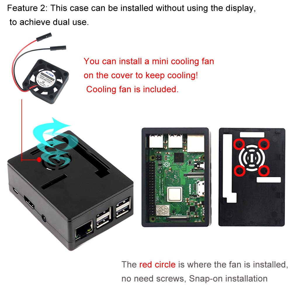 Display Case Raspberry Raspberry Pi Case Compatible with 3.5 inch Display for RPi 3B/3B+/2B/2 ...