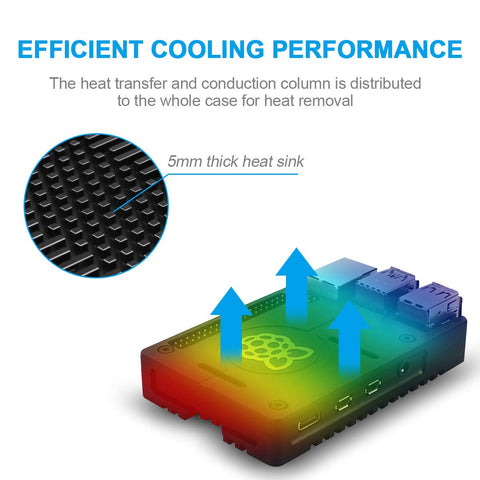 MakerFocus Raspberry Pi 4B Aluminum Alloy Mental Case  with Thermal Conductive Adhesive