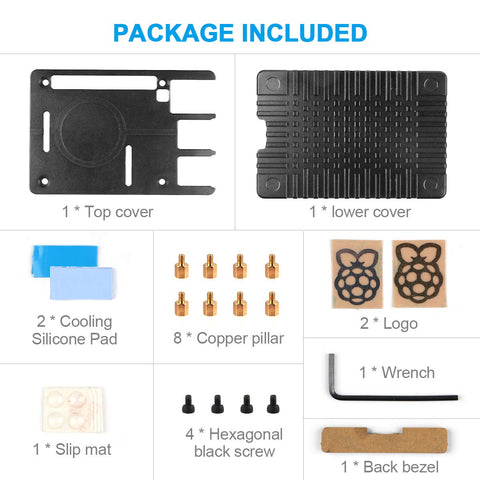 MakerFocus Raspberry Pi 4B Aluminum Alloy Mental Case  with Thermal Conductive Adhesive