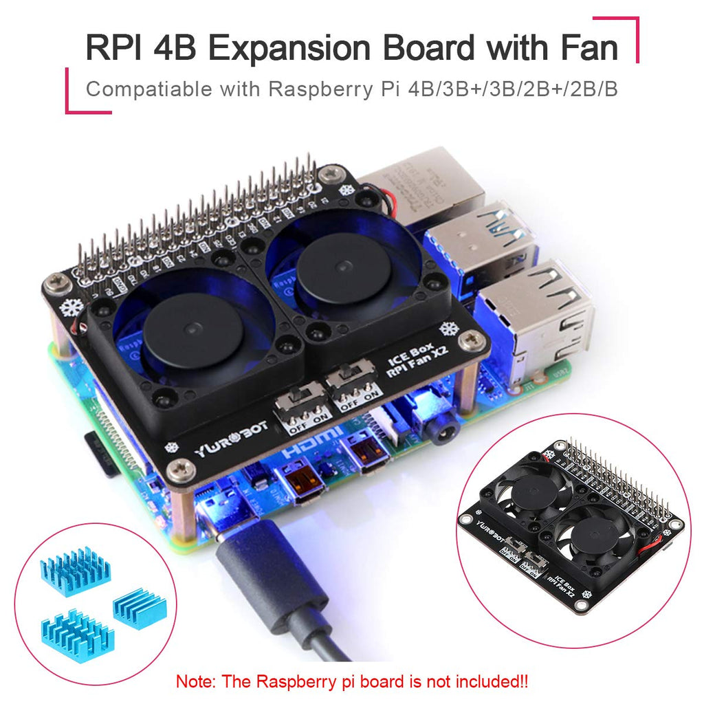 MakerFocus Raspberry Pi 4B GPIO Expansion Board with Dual Fan