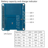 MakerFocus Raspberry Pi Battery Pack UPS HAT Board with 4 LED Power Indicator(2600mAh Battery)