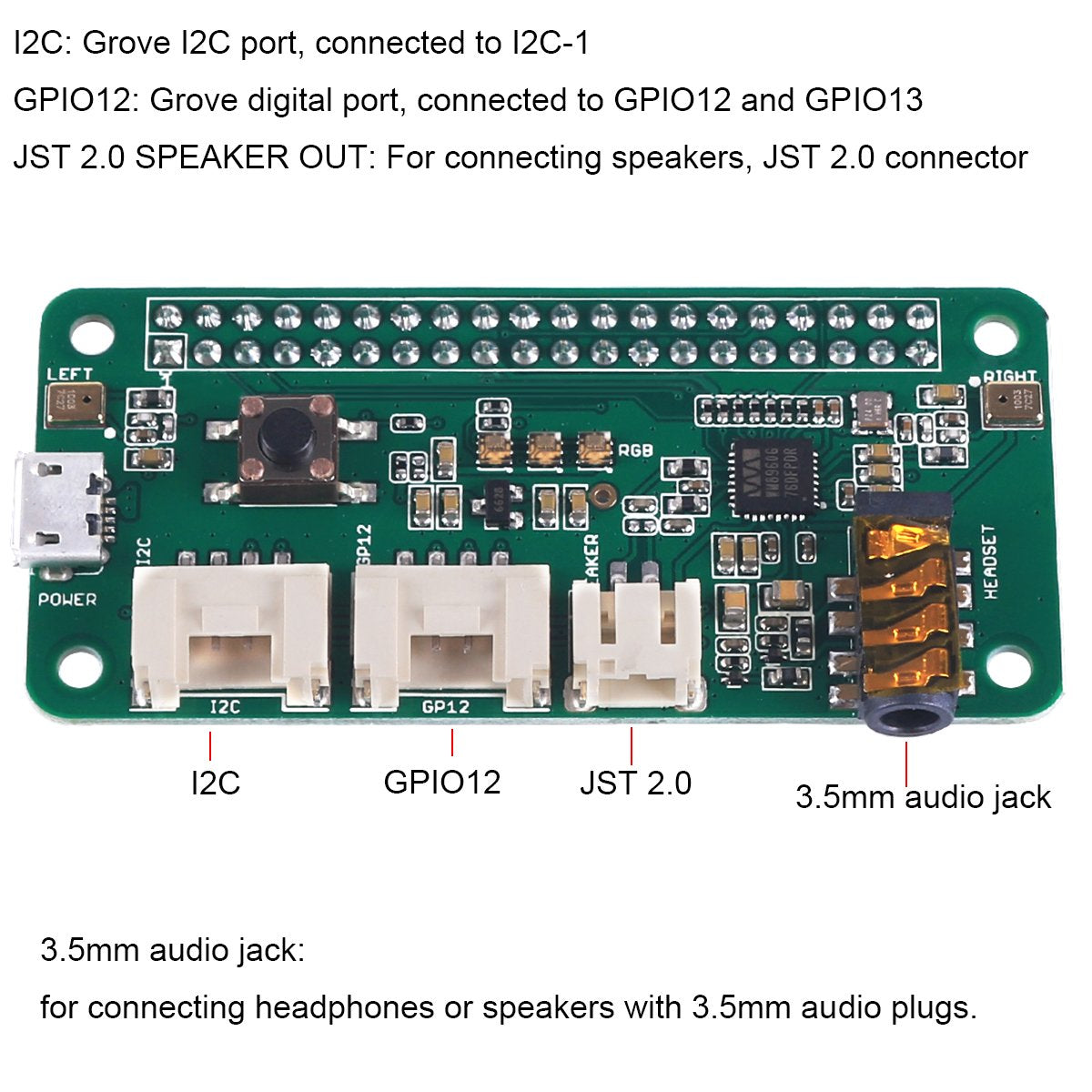 Micro Speaker Module For Raspberry Pi ReSpeaker 2-Mics Pi HAT Dual Microphone Expansion Board for Raspberry ...