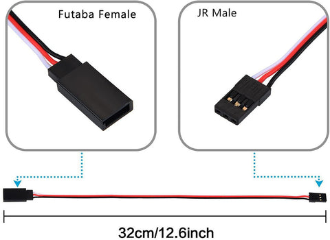 10pcs Cable Lead Wire 320mm 12.59inch 3 Pin Cord JR Male to Futaba Female for RC Plane