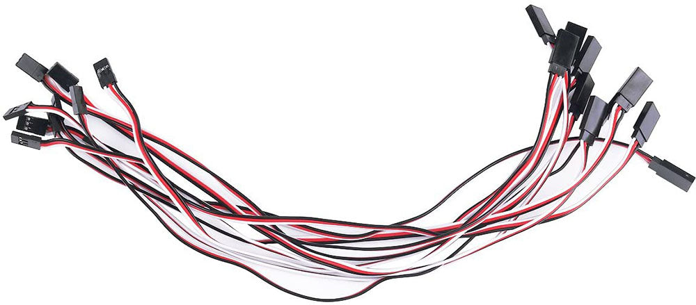 10-Pack 30cm (12") Servo Extension Lead Cables – Male To Female – For RC Futaba, JR, And More