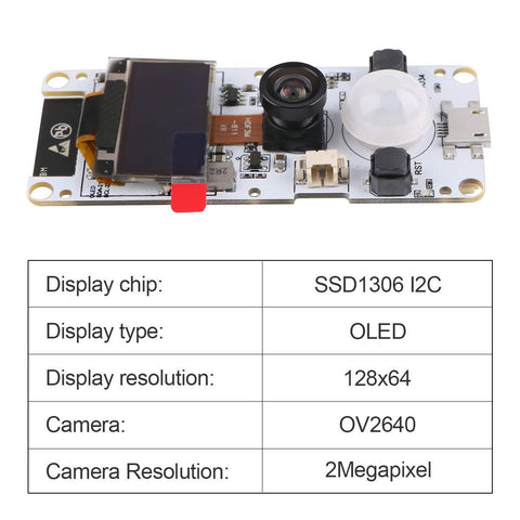 MakerFocus T-Camera ESP32 WROVER OV2640 Camera Module with 0.96 Inch OLED-Fish-Eye Lens