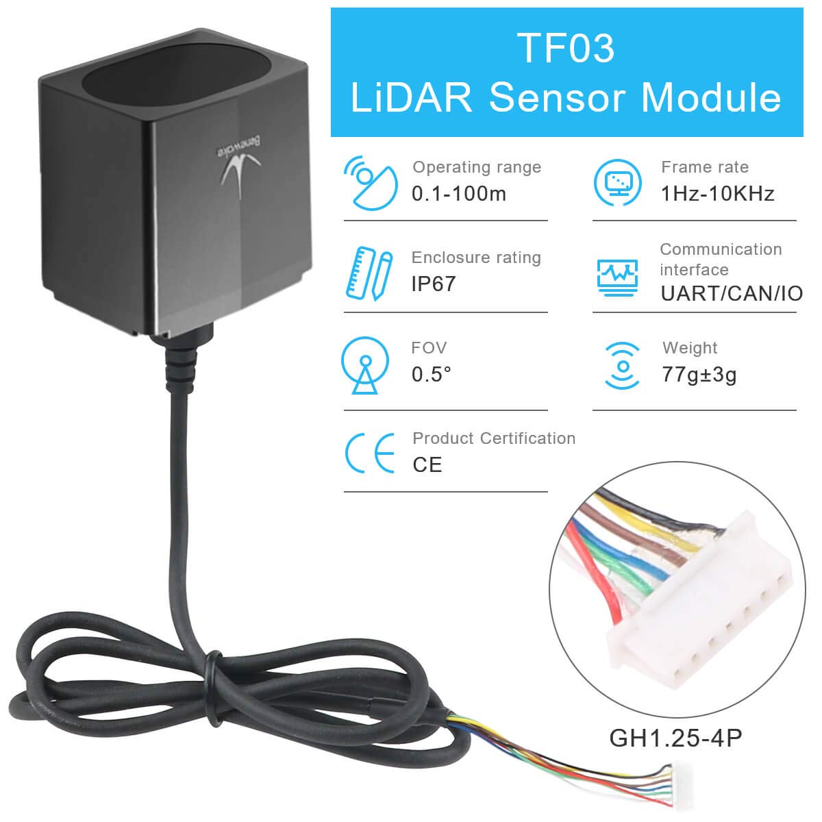 TF03 Lidar Distance Sensor with 180m Measurement 