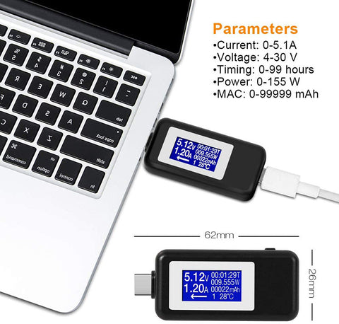 Type-C USB Tester Voltmeter Meter  and Current Tester 0-5.1A 4-30V USB Power Meter