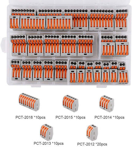 Compact Wire Connectors, 60Pcs Lever Nut Connector Assortment Conductors Terminal Block Wire