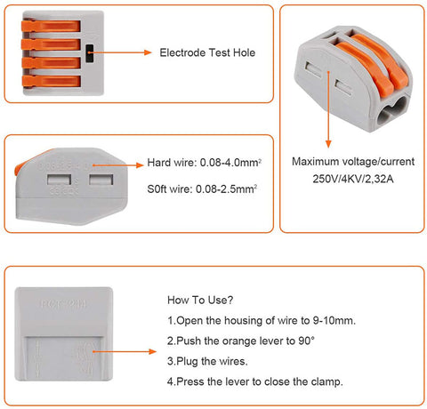 Compact Wire Connectors, 60Pcs Lever Nut Connector Assortment Conductors Terminal Block Wire